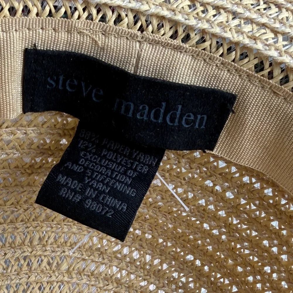 Steve Madden Colorful Pom-Pom Straw Hat beachy Shade Resort Vacation Pool